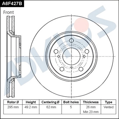 Disque de frein ADVICS A6F427B