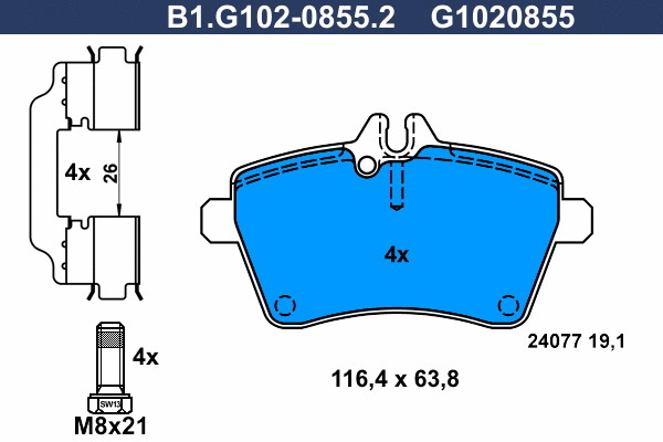 Kit de plaquettes de frein, frein à disque GALFER B1.G102-0855.2