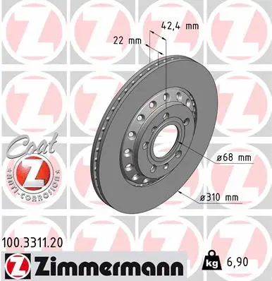 Disque de frein ZIMMERMANN 100.3311.20