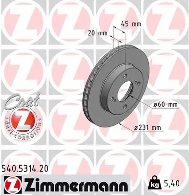 Disque de frein ZIMMERMANN 540.5314.20