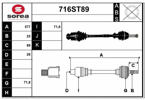 Arbre de transmission STARTCAR 716ST89