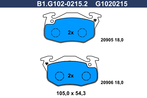 Kit de plaquettes de frein, frein à disque GALFER B1.G102-0215.2