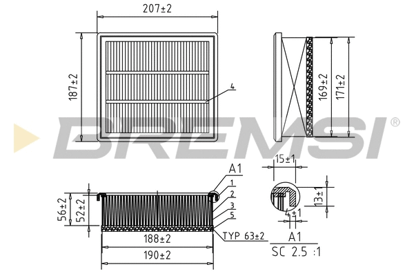 Filtre à air BREMSI FA0212