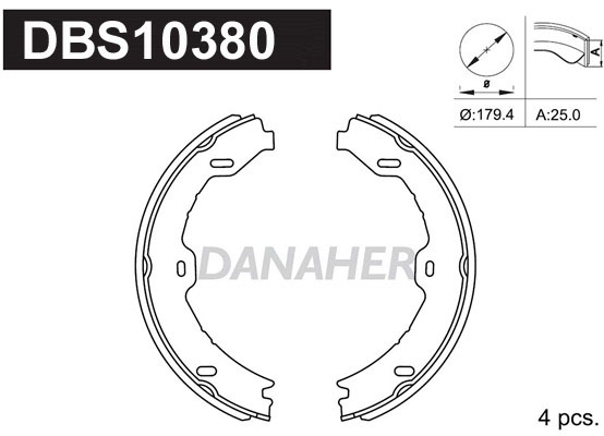 Jeu de mâchoires de frein, frein de stationnement DANAHER DBS10380