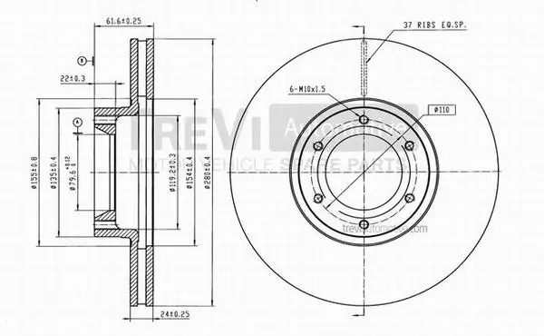 Disque de frein TREVI AUTOMOTIVE BD1126