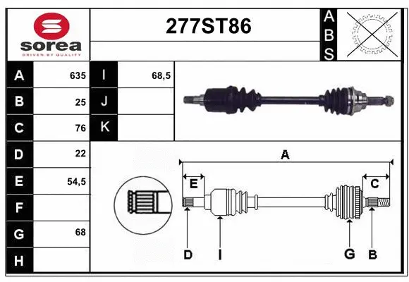 Arbre de transmission STARTCAR 277ST86
