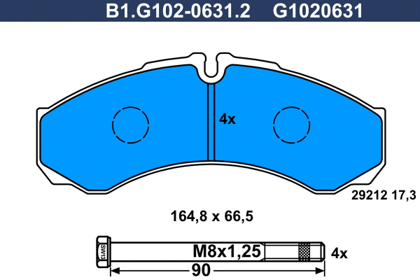 Kit de plaquettes de frein, frein à disque GALFER B1.G102-0631.2