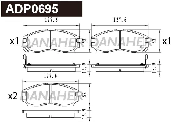 Kit de plaquettes de frein, frein à disque DANAHER ADP0695