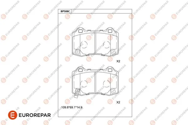 Kit de plaquettes de frein, frein à disque EUROREPAR 1681266580