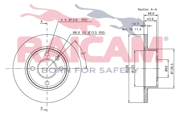 Disque de frein RAICAM RD00749