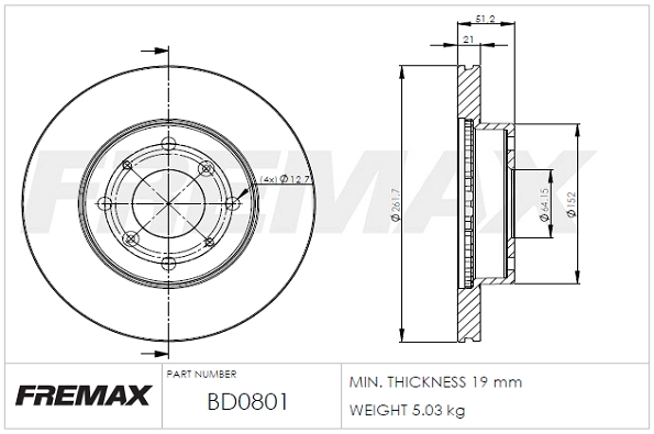 Disque de frein FREMAX BD-0801