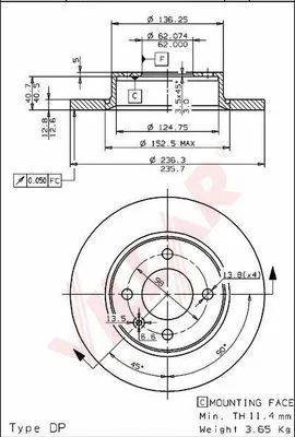 Disque de frein VILLAR 628.1078