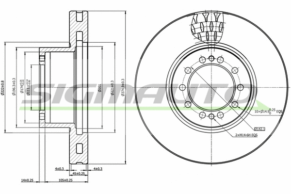 Disque de frein SIGMAUTO DB0324V