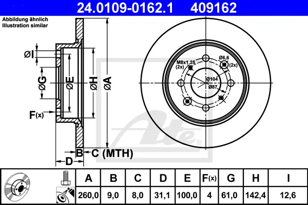 Disque de frein ATE-APAC 24.0109-0162.1