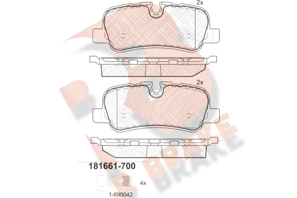 Kit de plaquettes de frein, frein à disque R BRAKE RB1661-700