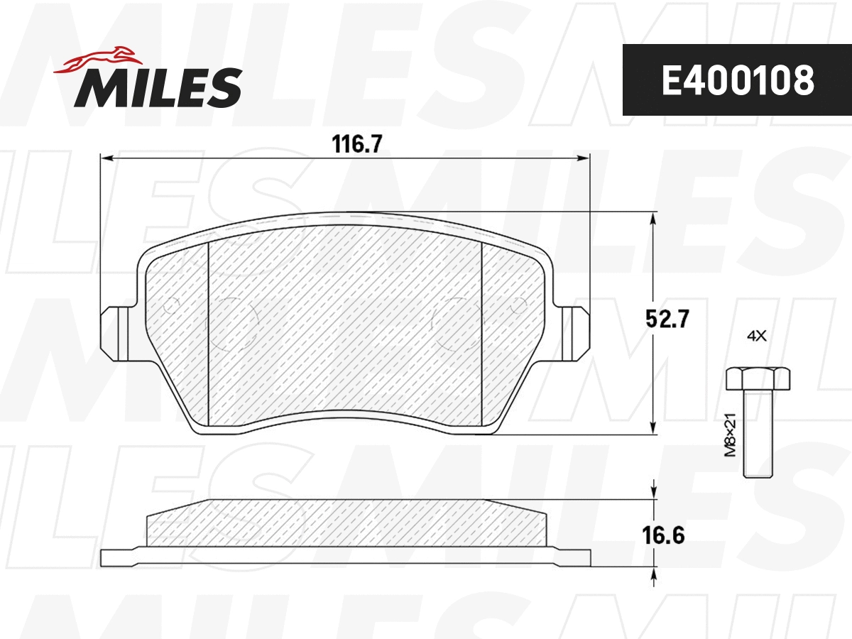 Kit de plaquettes de frein, frein à disque MILES E400108