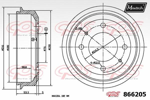 Tambour de frein MAXTECH 866205