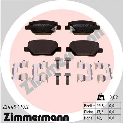 Kit de plaquettes de frein, frein à disque ZIMMERMANN 22449.170.2