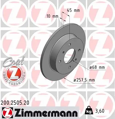 Disque de frein ZIMMERMANN 200.2505.20
