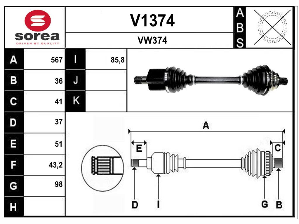 Arbre de transmission SNRA V1374