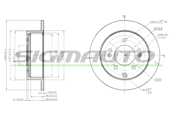 Disque de frein SIGMAUTO DBB945S