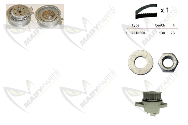 Pompe à eau + kit de courroie crantée MABYPARTS OBKWP0145