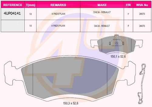 Kit de plaquettes de frein, frein à disque 4u 4UP04141
