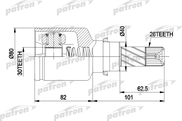 Jeu de joints, arbre de transmission PATRON PCV3032