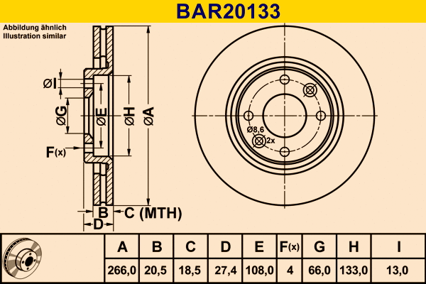 Disque de frein BARUM BAR20133