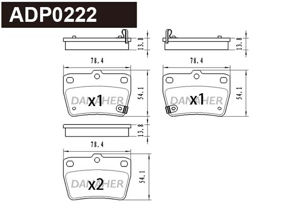 Kit de plaquettes de frein, frein à disque DANAHER ADP0222