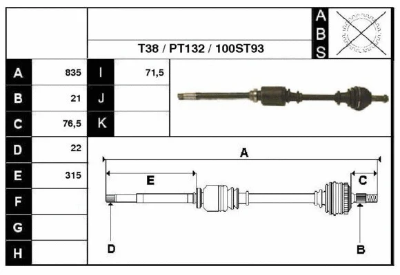 Arbre de transmission Technika 28100