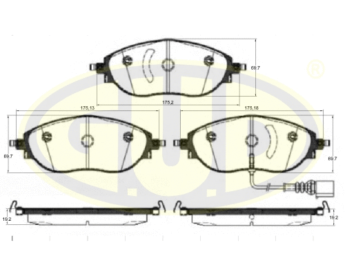 Kit de plaquettes de frein, frein à disque G.U.D. GBP147001