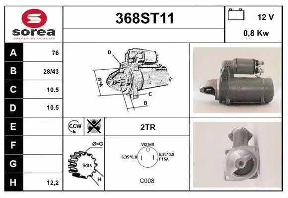 Démarreur STARTCAR 368ST11