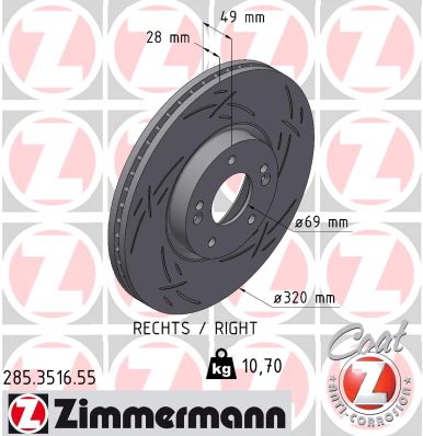 Disque de frein ZIMMERMANN 285.3516.55