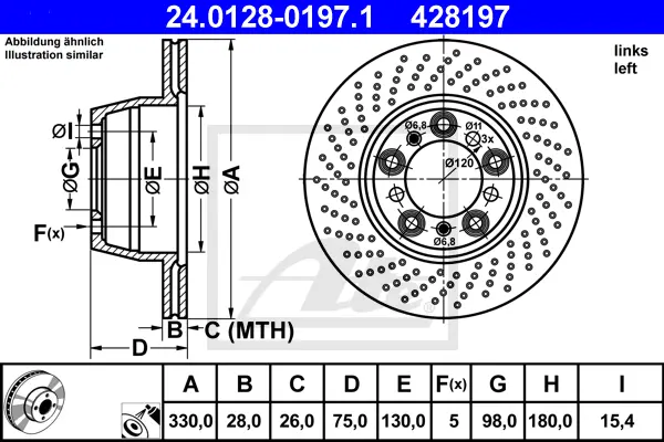 Disque de frein ATE-APAC 24.0128-0197.1