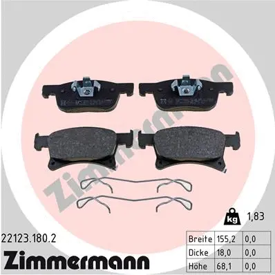 Kit de plaquettes de frein, frein à disque ZIMMERMANN 22123.180.2