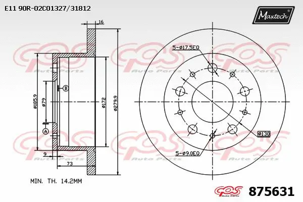 Disque de frein MAXTECH 875631