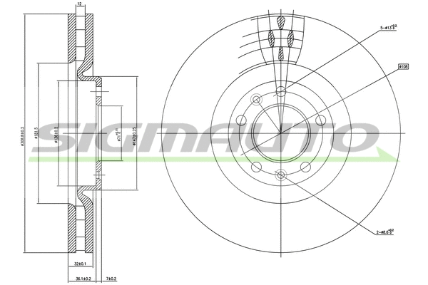 Disque de frein SIGMAUTO DBB114V