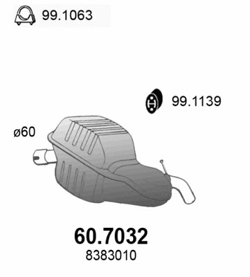 Silencieux arrière ASSO 60.7032