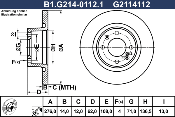 Disque de frein GALFER B1.G214-0112.1
