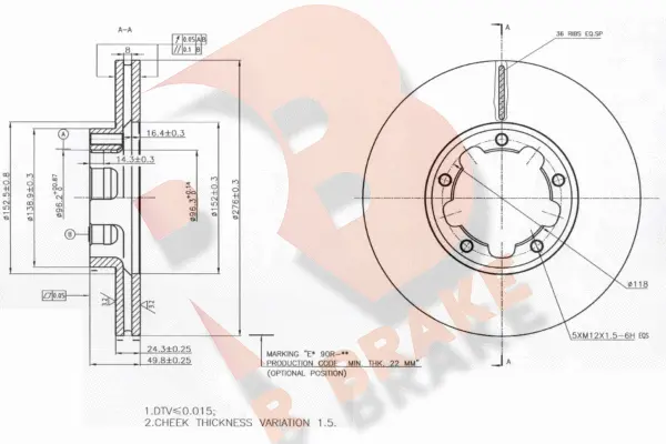 Disque de frein R BRAKE 78RBD20025