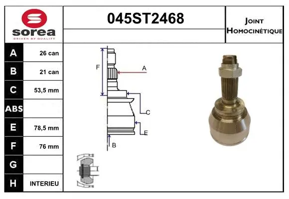 Jeu de joints, arbre de transmission STARTCAR 045ST2468
