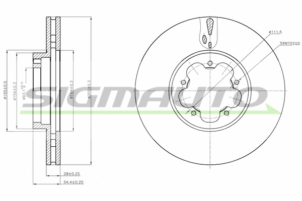 Disque de frein SIGMAUTO DBB555V