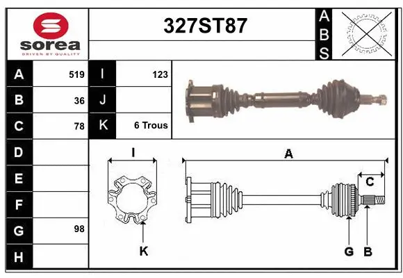 Arbre de transmission STARTCAR 327ST87