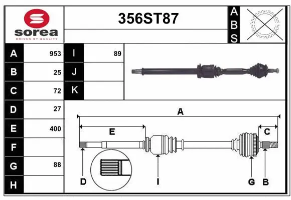 Arbre de transmission STARTCAR 356ST87