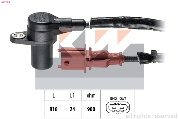 Capteur d'angle, vilebrequin KW 453 384
