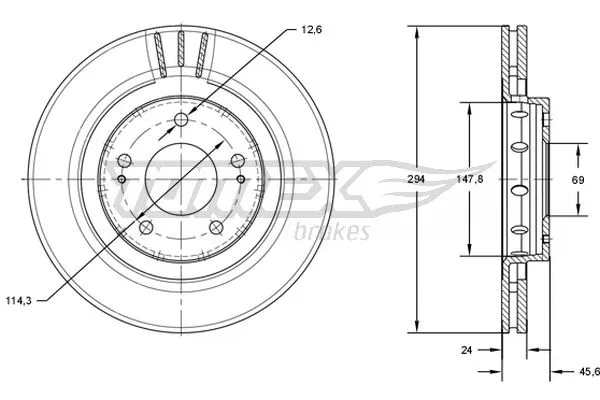 Disque de frein TOMEX Brakes TX 71-74
