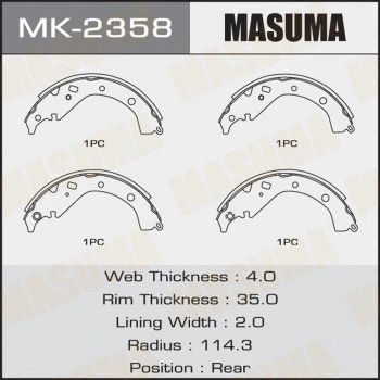 Jeu de mâchoires de frein MASUMA MK-2358
