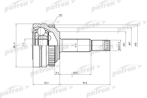 Jeu de joints, arbre de transmission PATRON PCV1118