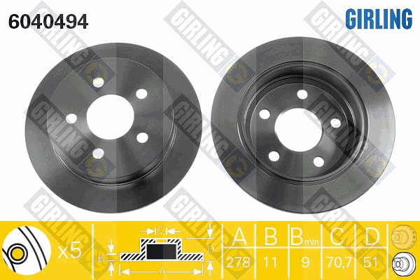 Disque de frein GIRLING 6040494
